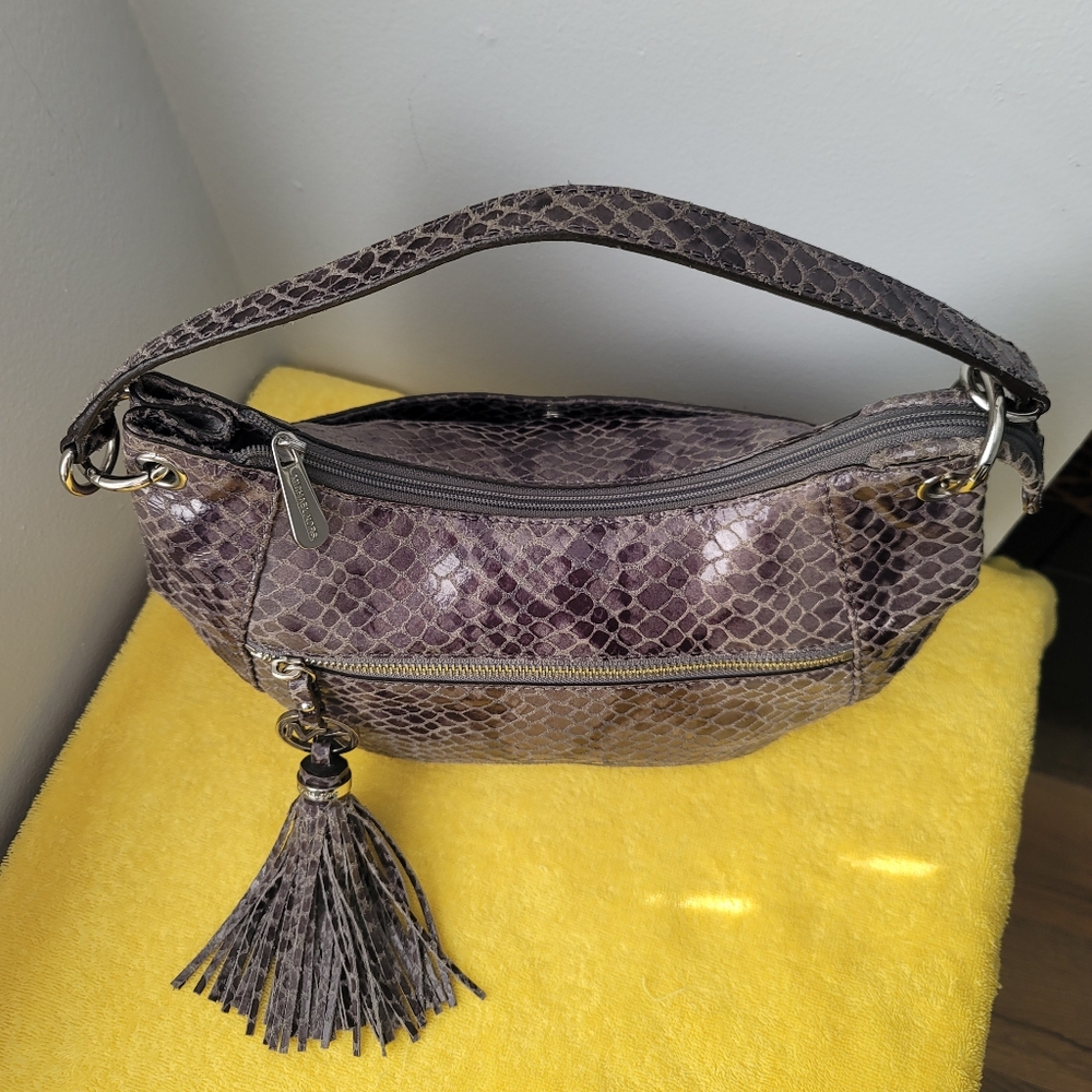 Michael Kors Grey/Black Python Embossed Leather B… - image 5